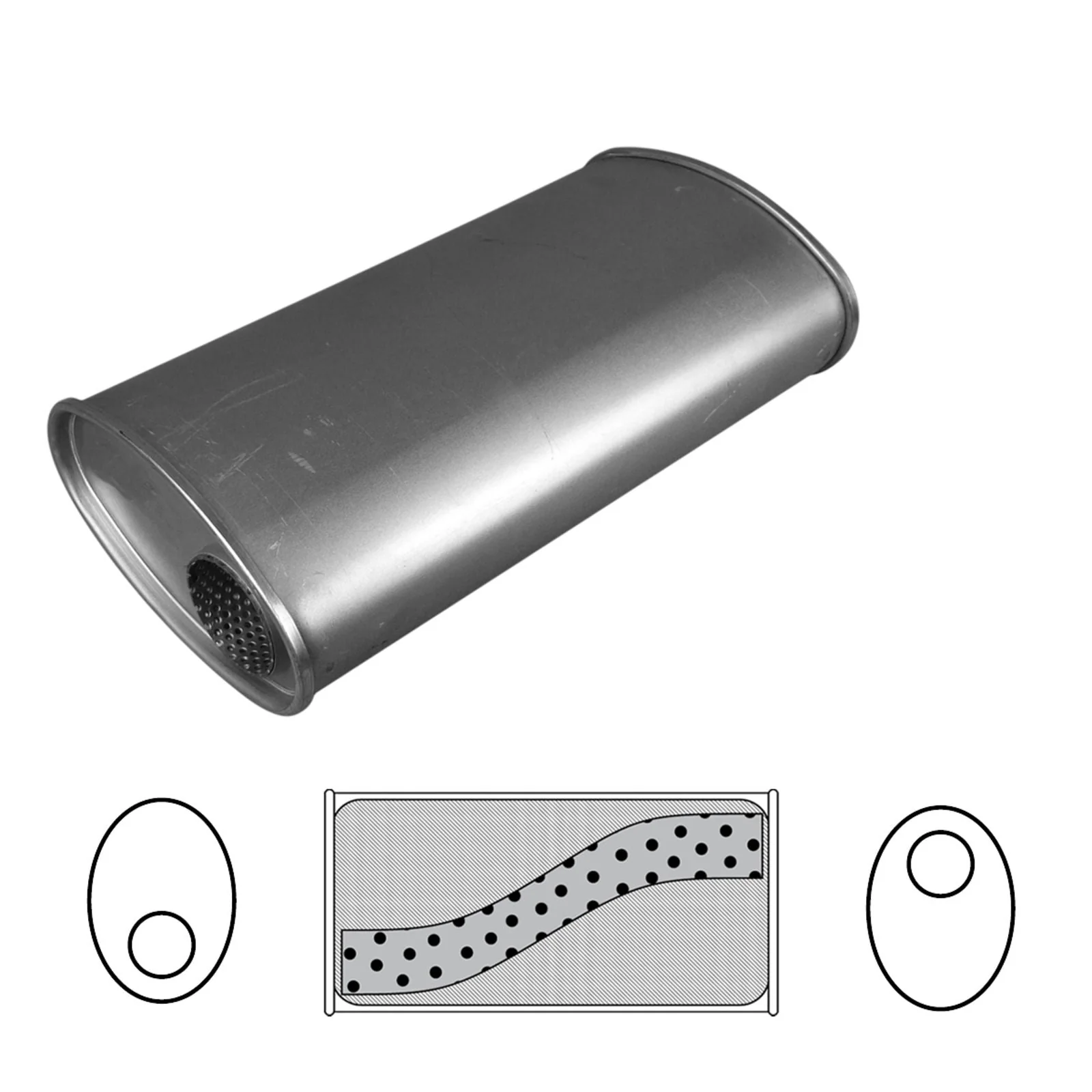 Redback - 3" Universal Muffler Offset/Offset 14"x8"x5" Oval Aluminised Steel