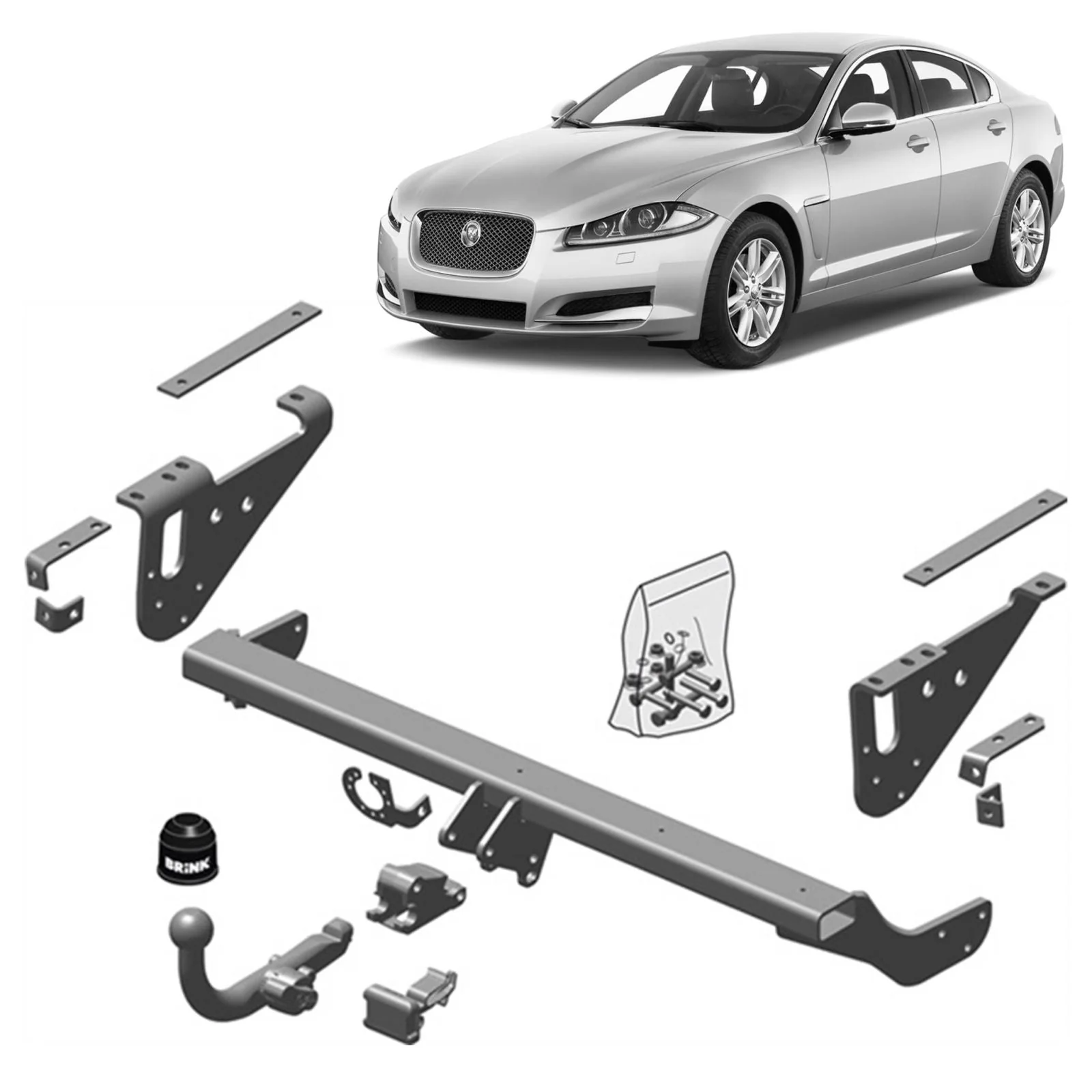 BRINK | Detachable European Towbar & Universal Wiring Kit | Jaguar XF Sedan X250 (2008–2015) | BR-478700-K301