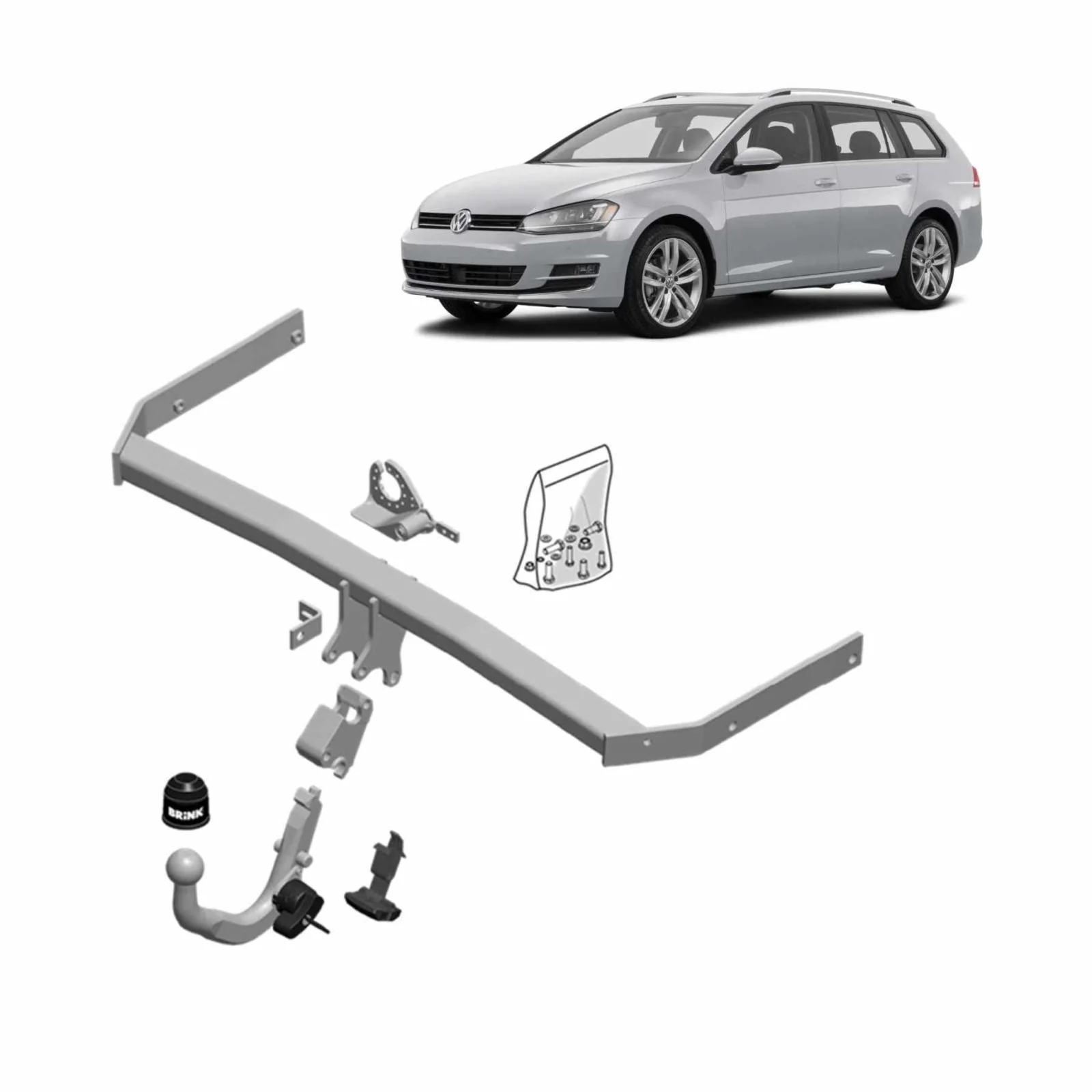 BRINK | Detachable European Towbar & Direct Fit Wiring Kit | VW Golf MK7 Hatch/Wagon (2013–2017) | BR-575500-K103