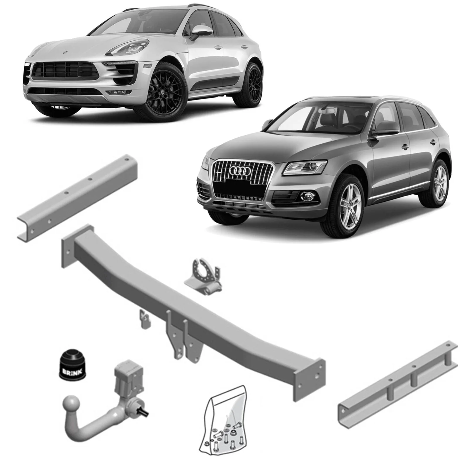 BRINK | Vertical Detachable Towbar & Universal Wiring Kit | Audi Q5 (2008–2017) & Porsche Macan (2014–2018) | BR-592300-K301