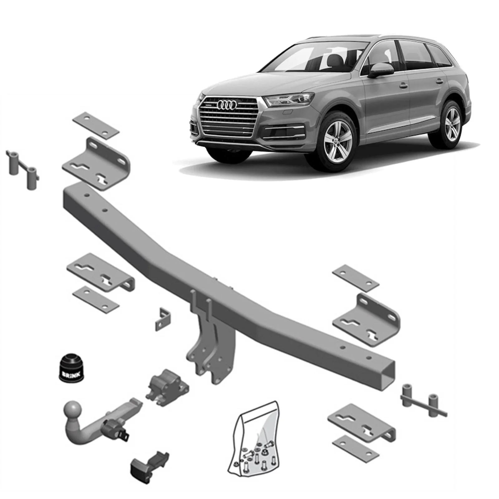 BRINK | European Style Towbar & Direct Fit Wiring | Audi Q7 4M, 4MB, 4MG 2015–On | BR-606400-K101