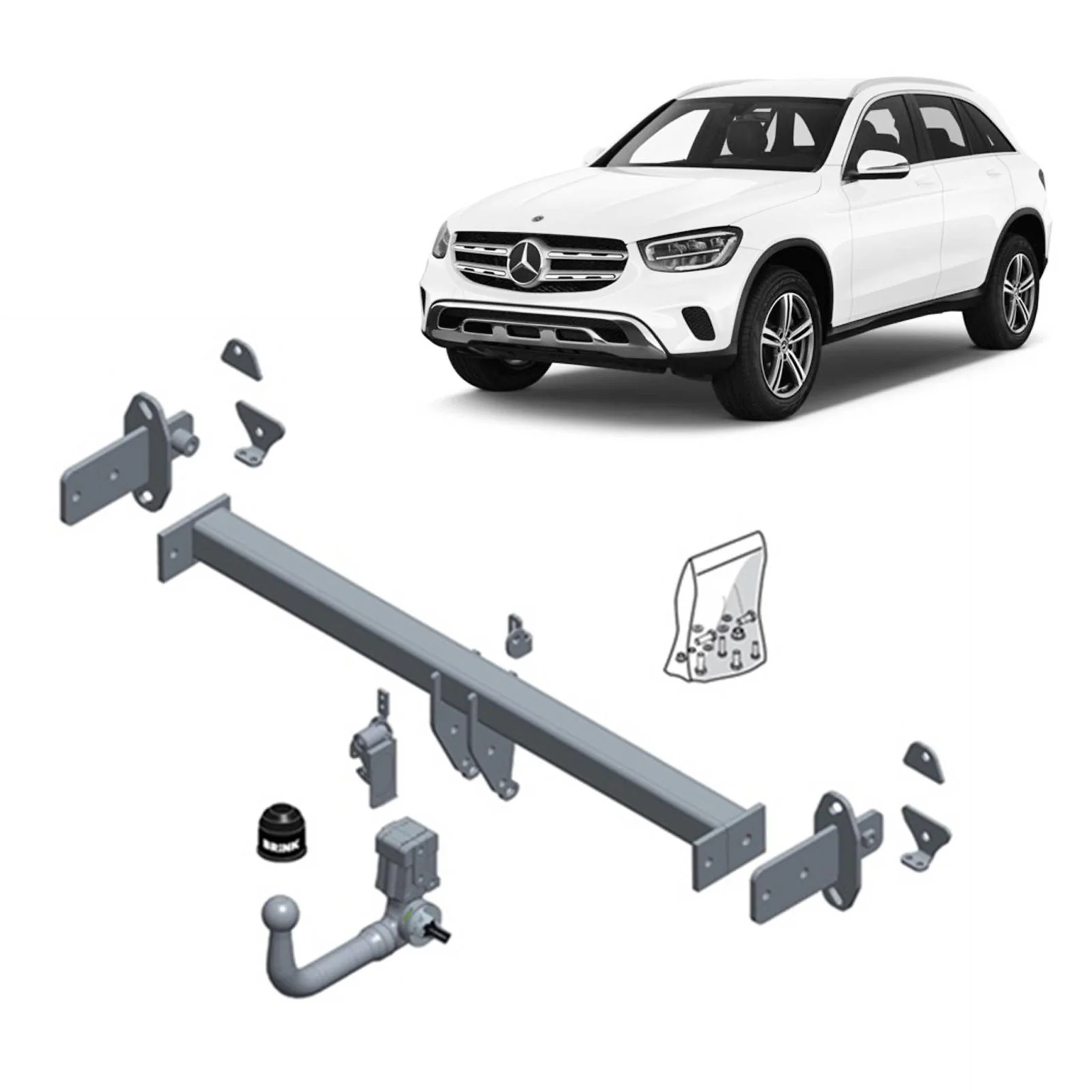 BRINK | Vertical Towbar & Universal Wiring | Mercedes GLC-CLASS X253 Wagon 2015–2022 | BR-609200-K301