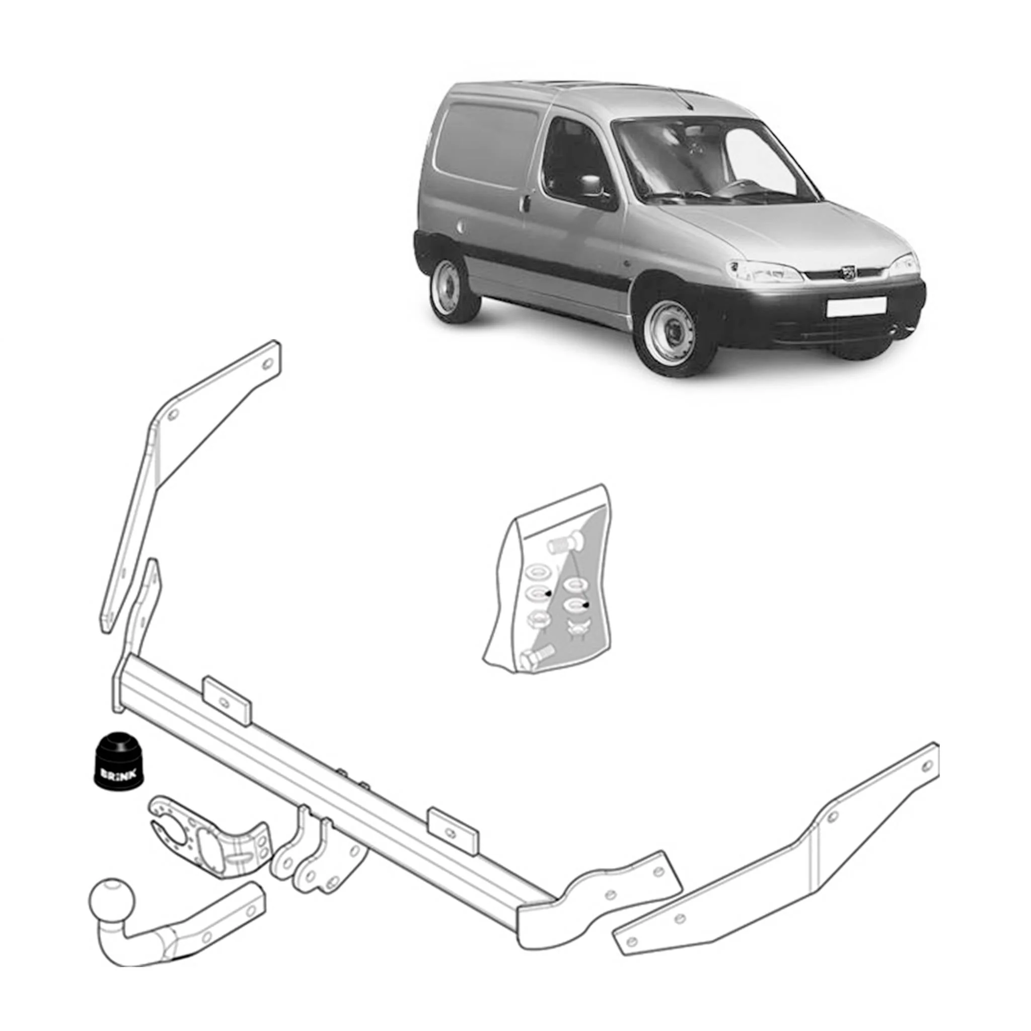 BRINK | Fixed Swan Neck Towbar | Peugeot Partner & Citroen Berlingo 1996–2008 | BR-268600