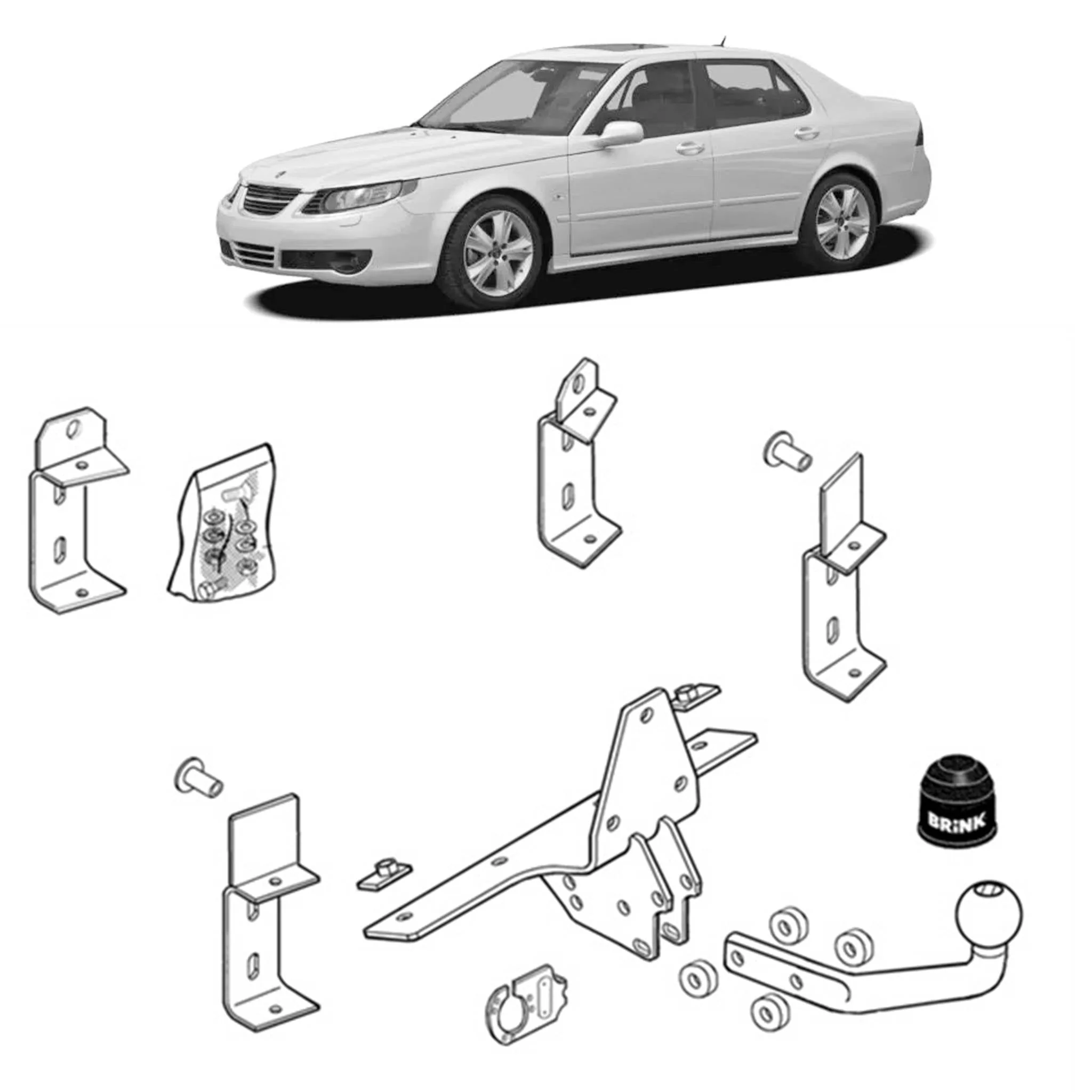 BRINK | Fixed Swan Neck Towbar | Saab 9-5 Sedan & Wagon YS3E 1999–2009 | BR-269100