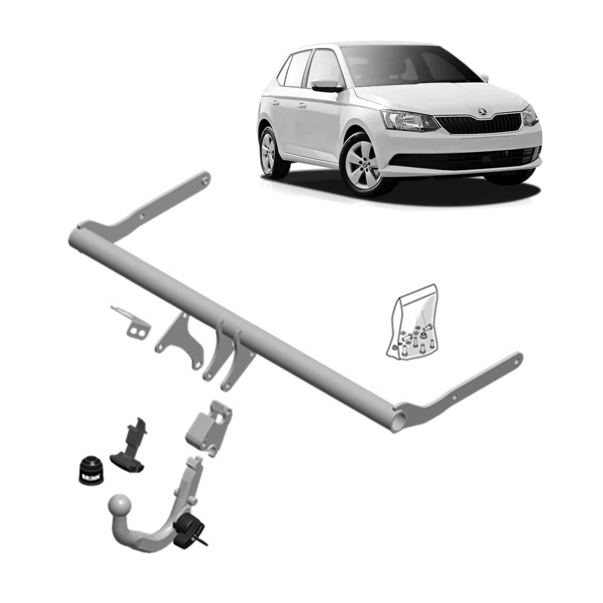 BRINK | European Diagonal Detachable Towbar | Skoda Fabia NJ3 NJ5 2014–2018 | BR-600700