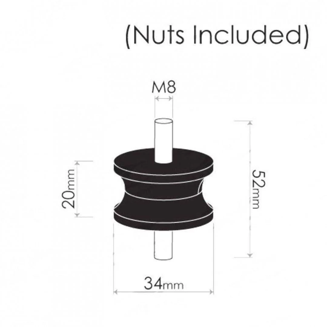 Cotton Reel Mounts - Inside Diameter 34mm, ROUND, M8 - Image 2