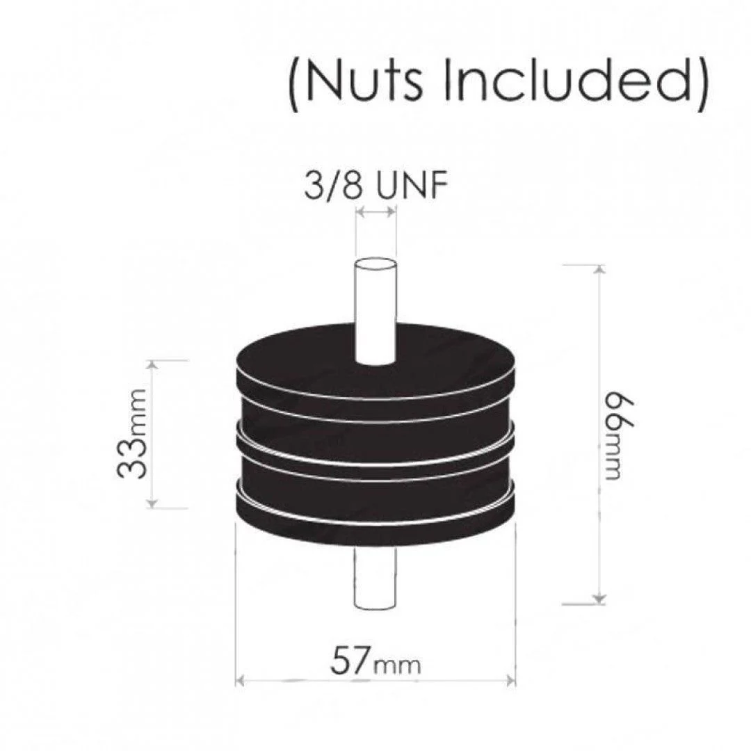Cotton Reel Mounts - Inside Diameter 57mm, ROUND, 3/8 UNF - Image 2