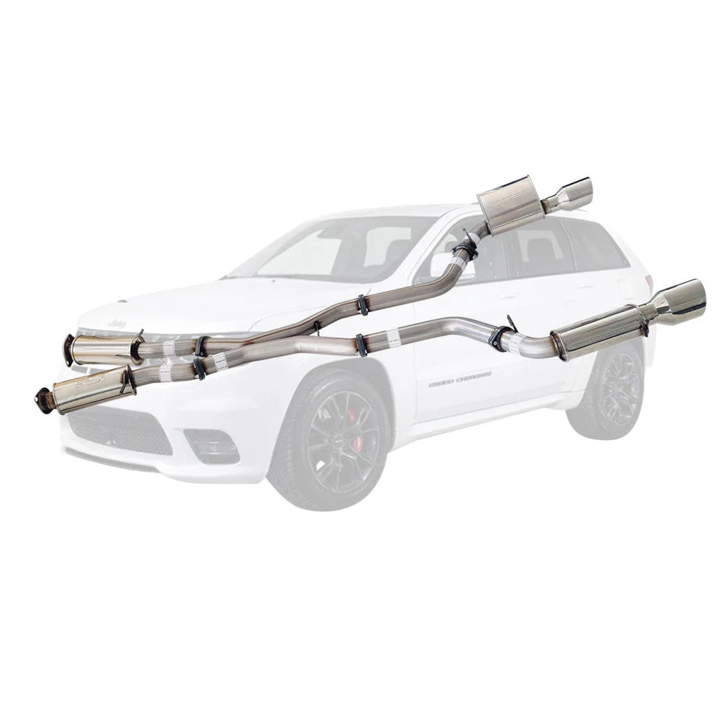 ESA | Stainless Steel Twin 3" Catback Exhaust 4" Polished Tips | Jeep Grand Cherokee SRT 6.4L | ST401-404CT-SS