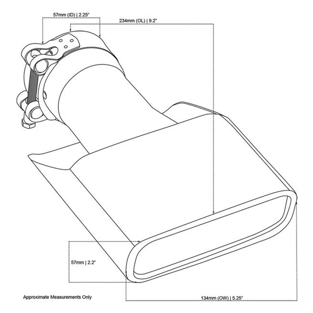 Exhaust Tip - 2.25 Inch Inlet to suit XA XB Ford Falcon (Rolled Edge - Angle Cut - 304 Stainless Steel) - Image 2