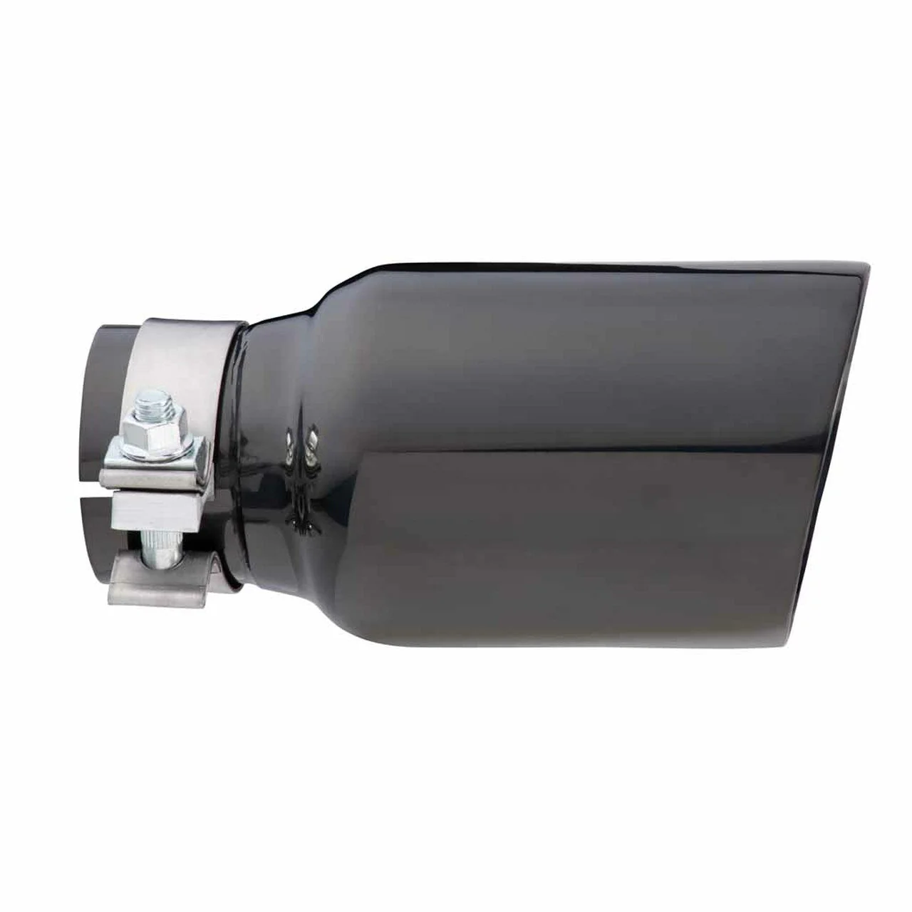 Exhaust Tip - 2.5" In - 4" Out - 8" Long. (Angle Cut - Inner Cone - 304 Black Chrome) - Image 3