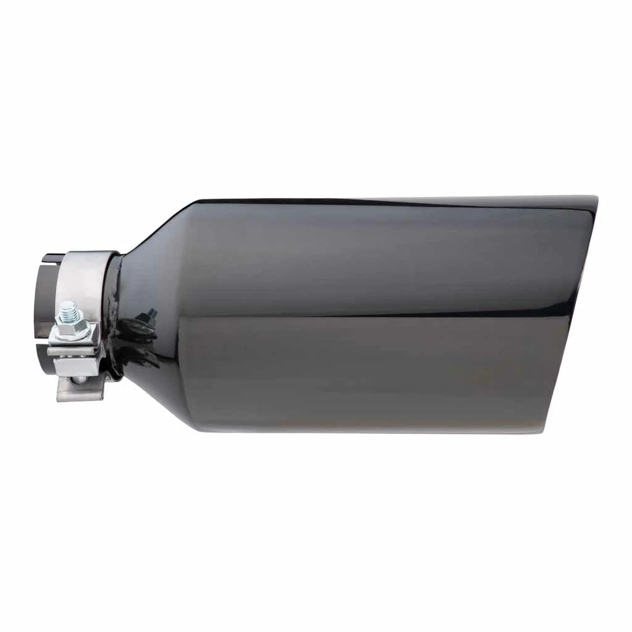 Exhaust Tip - 2.5" In - 5" Out - 12" Long (Angle Cut - Inner Cone - 304 Black Chrome) - Image 3