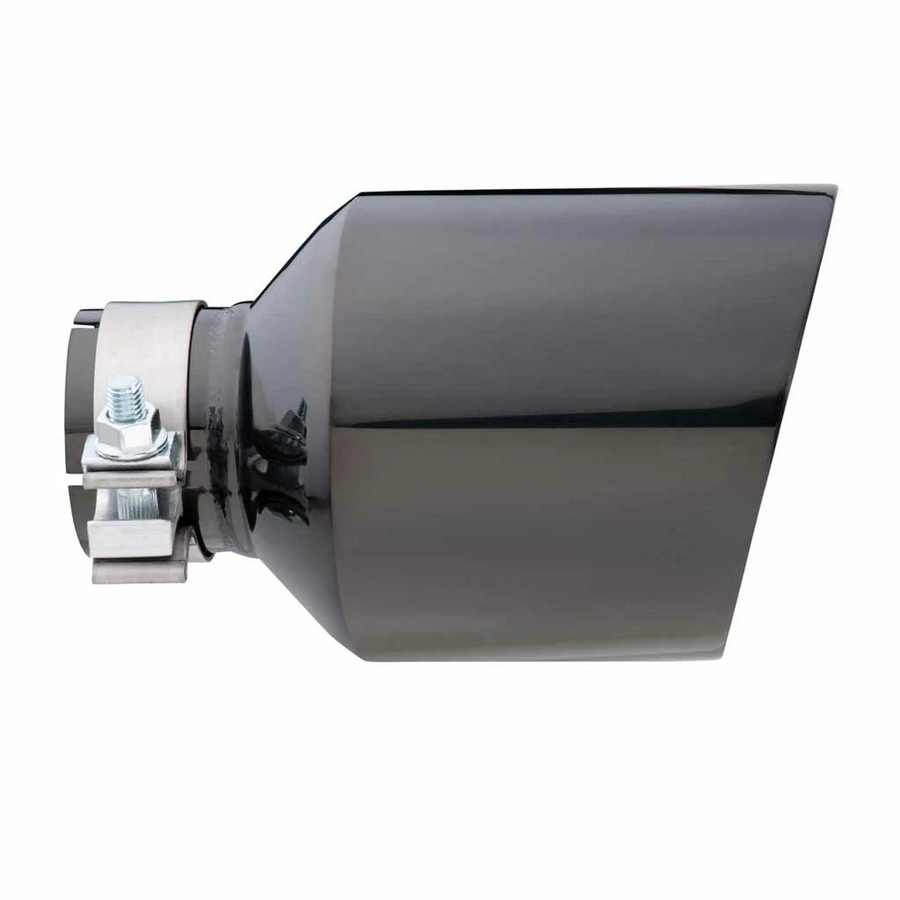 Exhaust Tip - 2.5" In - 5" Out - 8" Long (Angle Cut - Inner Cone - 304 Black Chrome) - Image 3