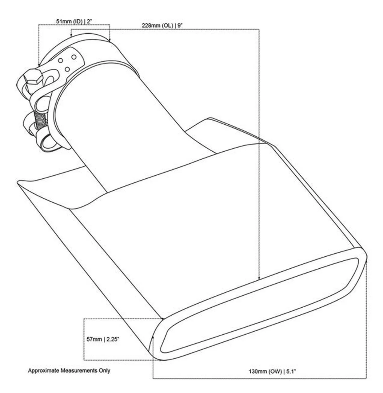 Exhaust Tip - 2 Inch Inlet to suit XA XB Ford Falcon (Rolled Edge - Angle Cut - 304 Stainless Steel) - Image 2