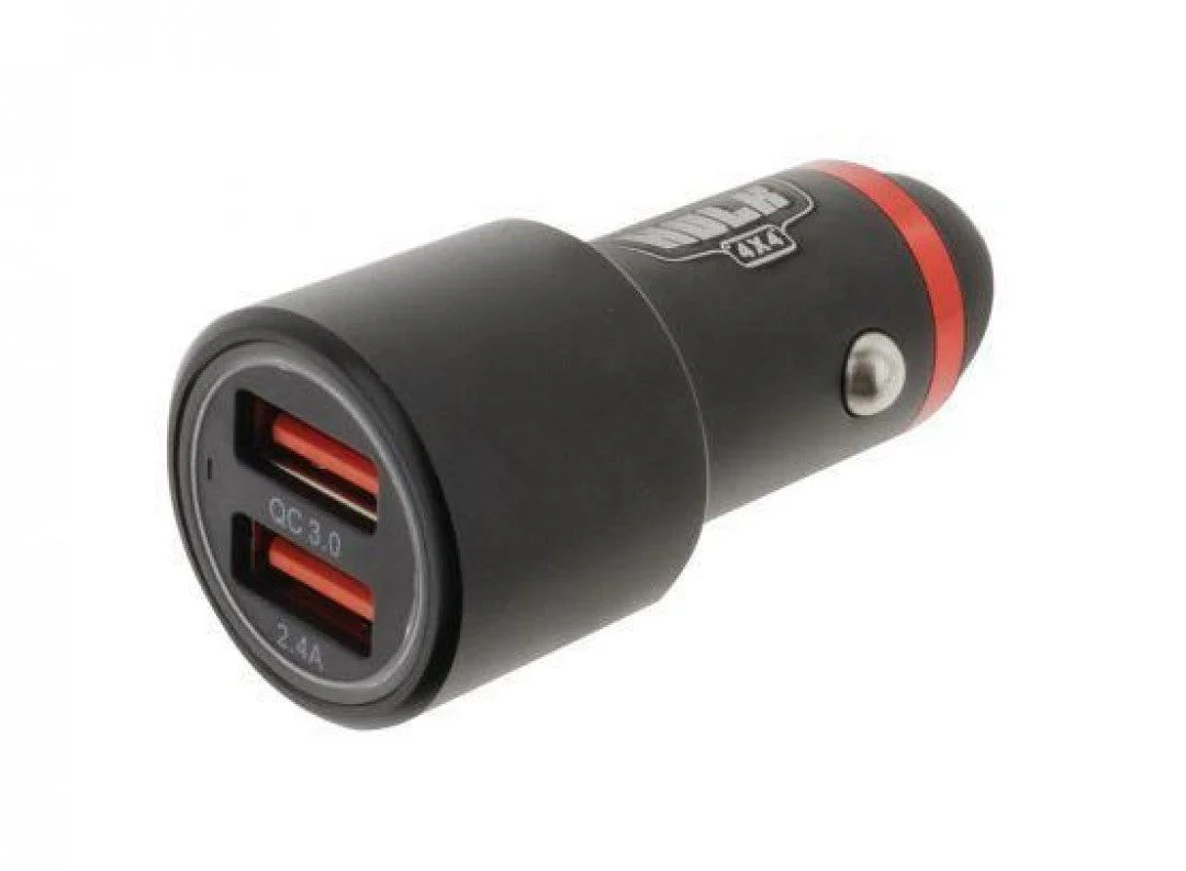 Hulk 4X4 - DUAL USB IN CAR SOCKET CHARGER PORT 1:QC3 PORT 2: 2.4a BLUE