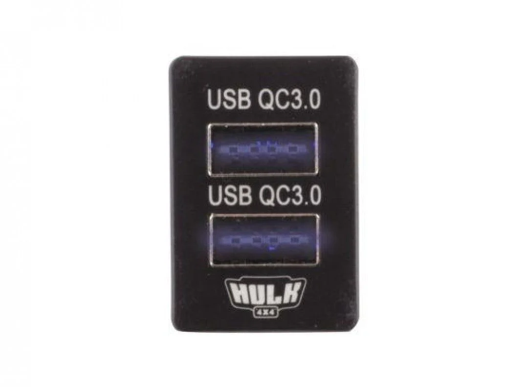 Hulk 4X4 - DUAL USB SOCKET QC3 OE RPL T/S LATE TOYOTA BLUE LED