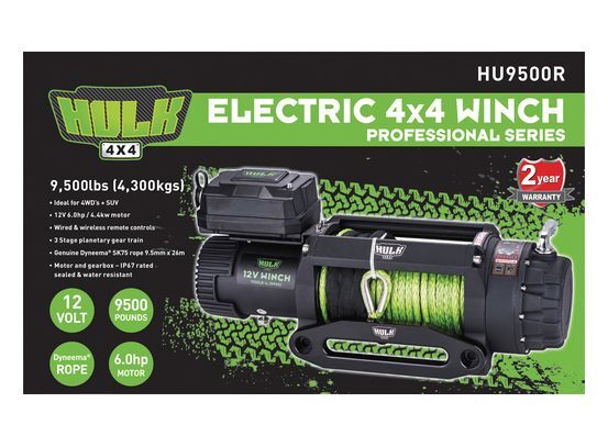Hulk 4X4 - ELEC WINCH 12v PROFESSIONAL SERIES 9500lbs DYNEEMA ROPE - Image 7