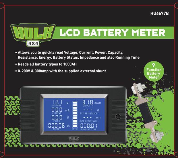 Hulk 4X4 - LCD BATTERY METER 200V 300amp DISCHARGE AMP CAPACITY ENERGY - Image 3