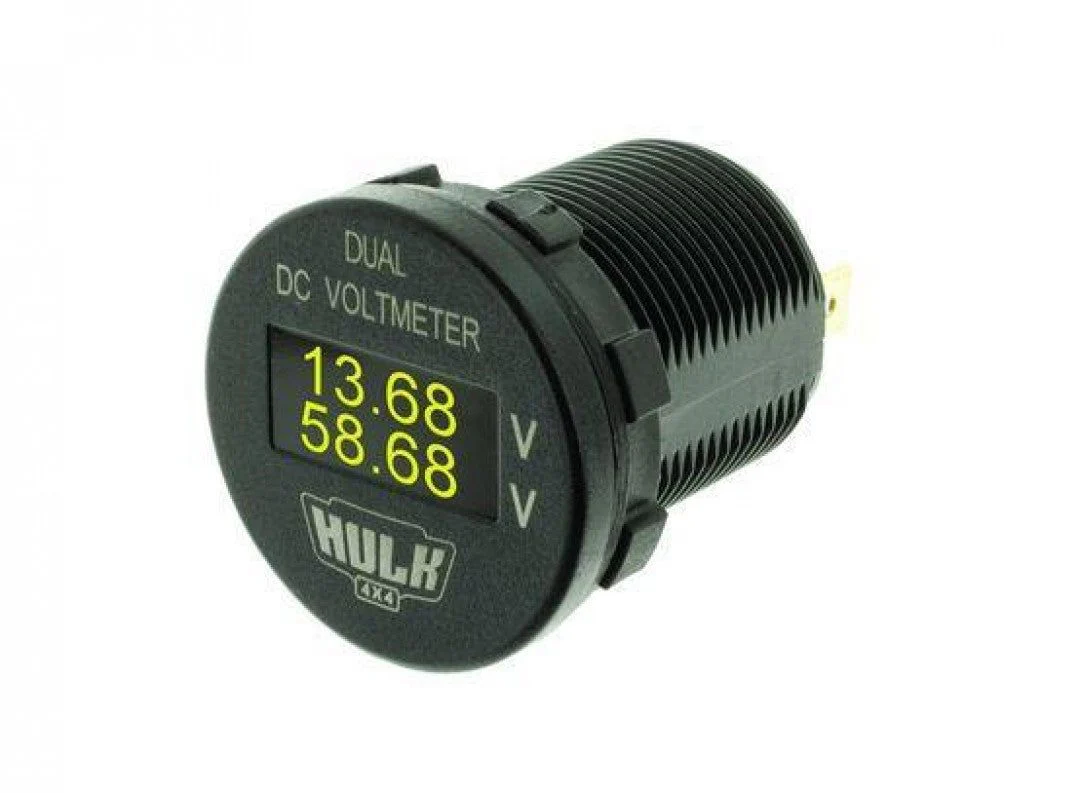 Hulk 4X4 - OLED DUAL VOLTMETER 5-60v DC 29mm DIA AMBER OLED - Image 2