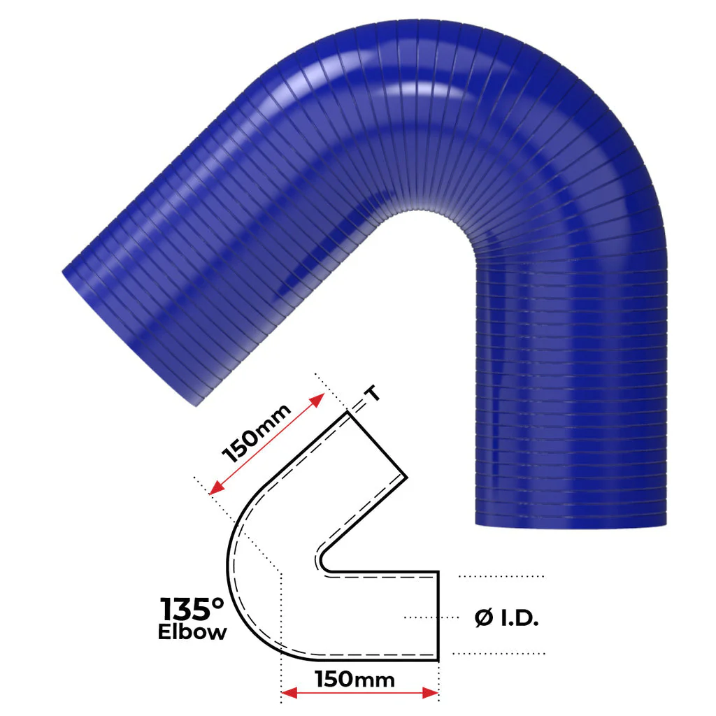 REDBACK | Silicone Hose 2-1/2" 180° Bend Black | Universal 63mm | HSB180063B - Image 2