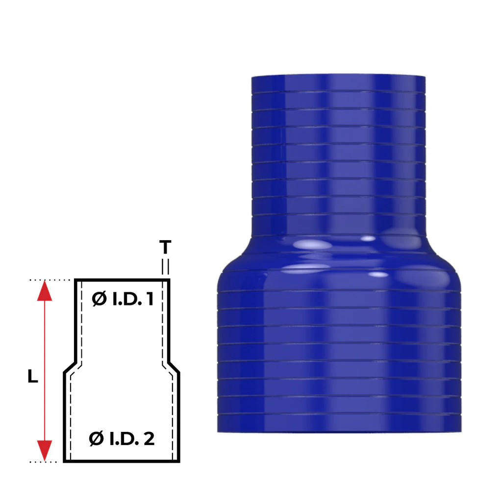 REDBACK | Silicone Hose 3-1/2" In 4" Out Straight Reducer | HSR090100B - Image 2