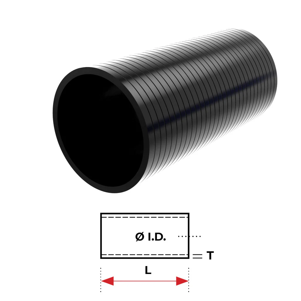 REDBACK | Silicone Hose 3" Straight 254mm Black | Universal 76mm | HSS075-254B