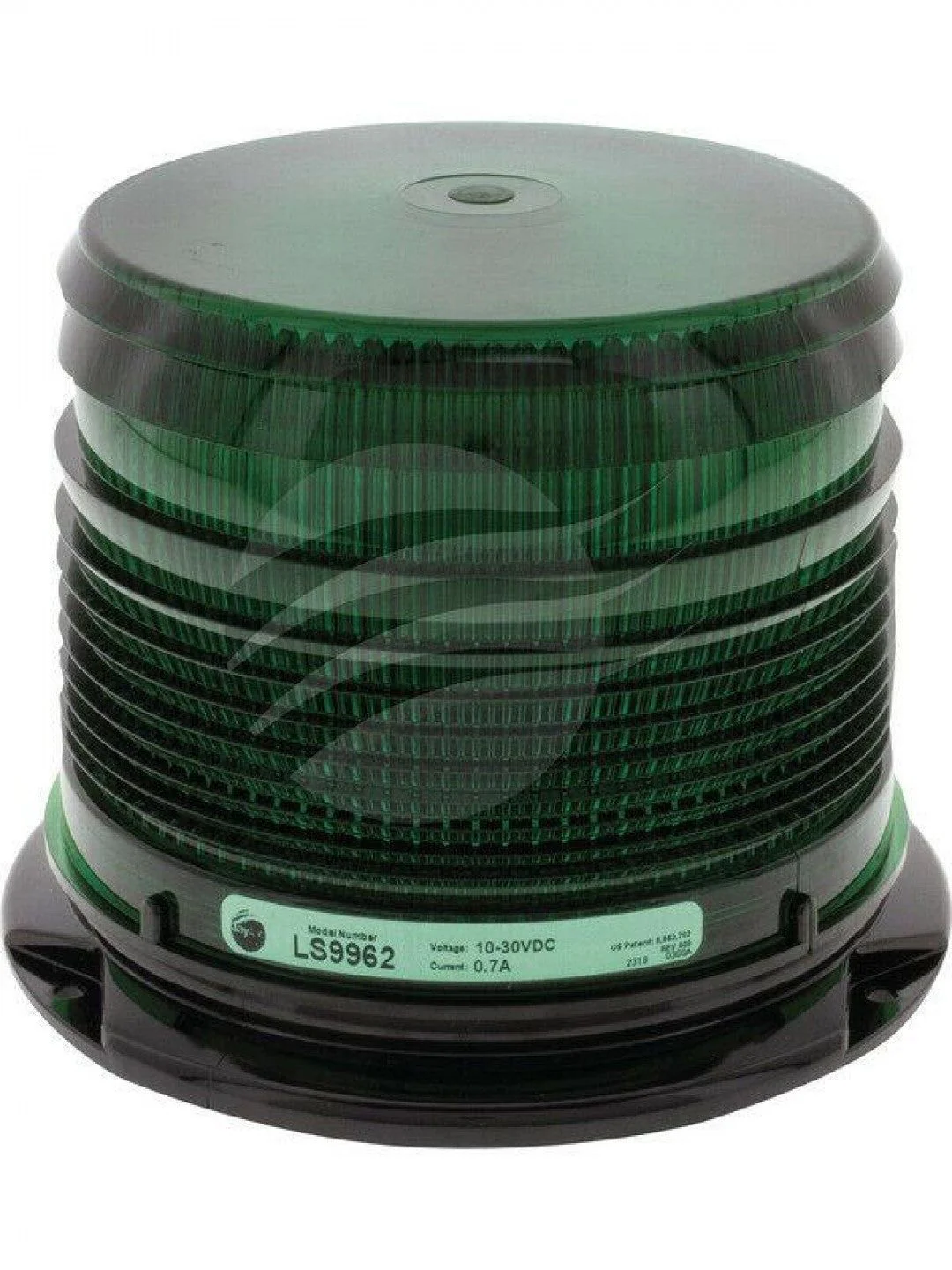 Jaylec - LED Green Beacon 12/24 Volts 3 Bolt Polyc Mount 24 Strb 2 Rot Patt