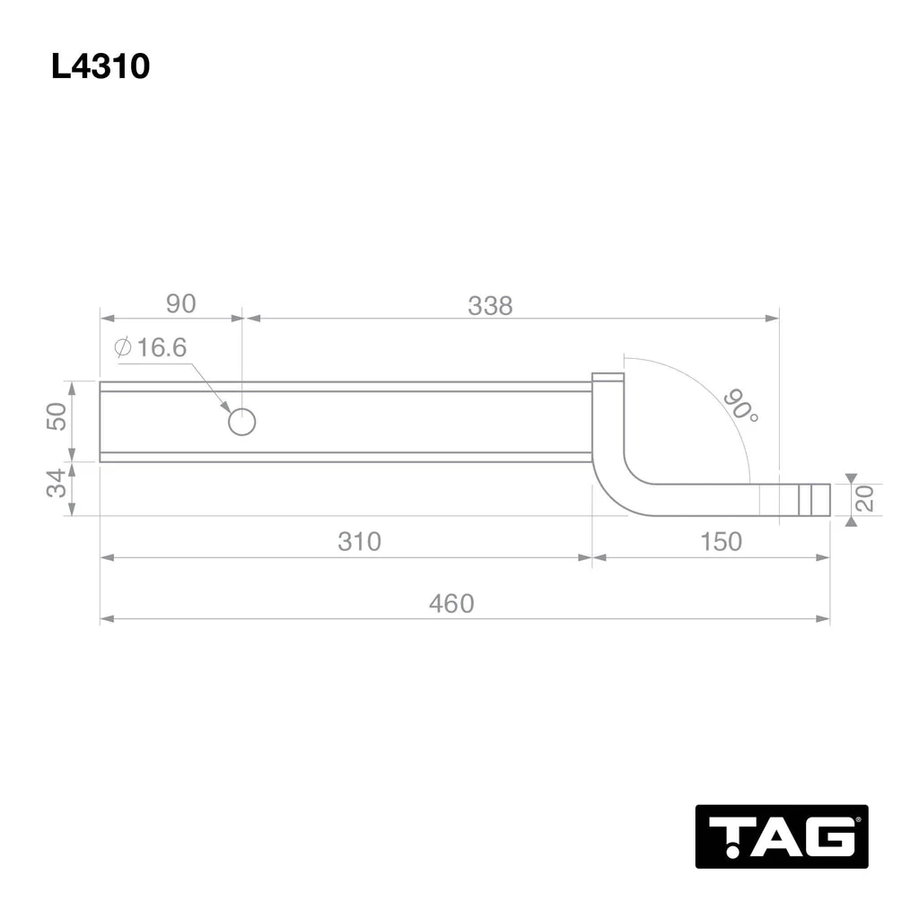 TAG | Heavy Duty Tow Ball Mount | 338mm Extra Long 40mm Drop 50mm Square Hitch | L4310 - Image 3