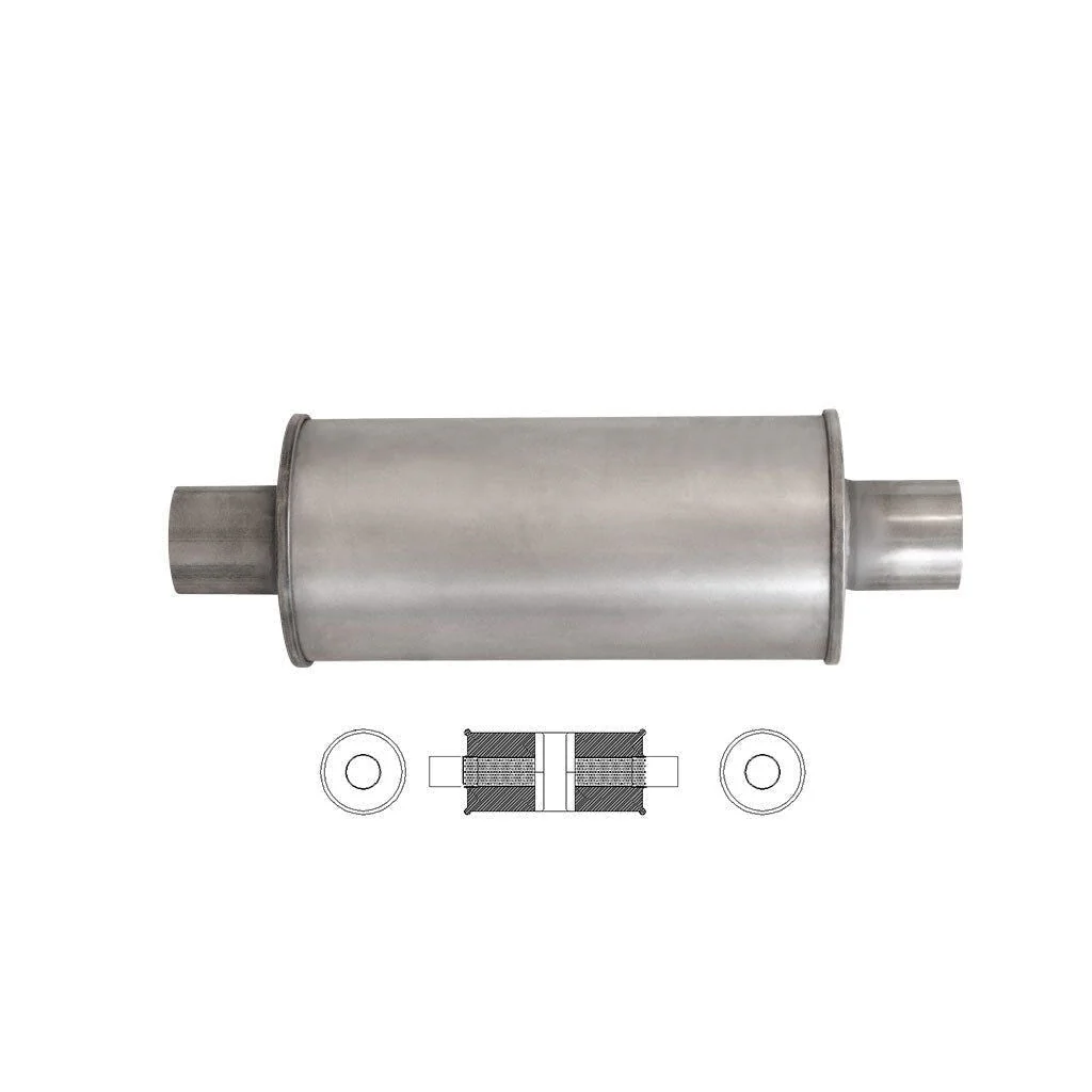 MSA Universal Muffler - 2.25" Inch 5" Round X 12" Long Glass Packed Chambered