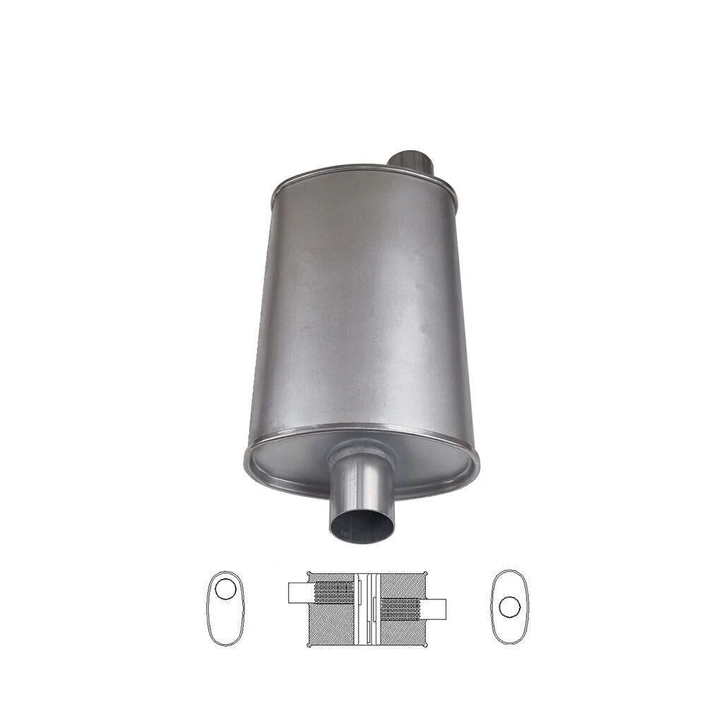 MSA Universal Muffler - 2.25" Inch 8" x 4" Oval 14" Long Glass Packed