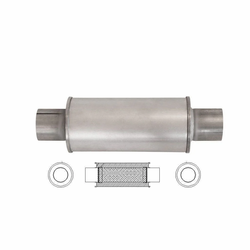 MSA Universal Muffler - 2.5" Inch 5" Round X 12" Inch Long Straight Through