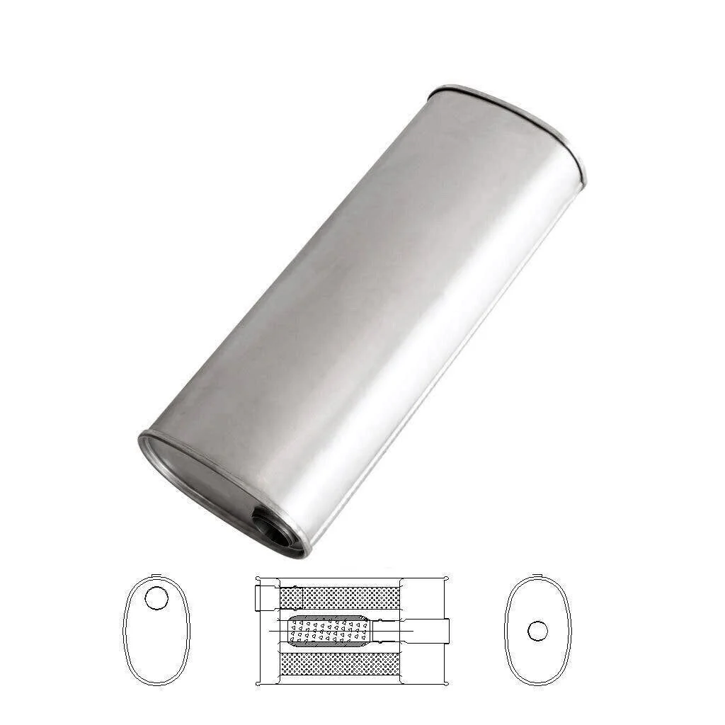 MSA Universal Muffler - 2" Inch 9" x 5" Oval 22" Long With Bull/T Stubless O/C