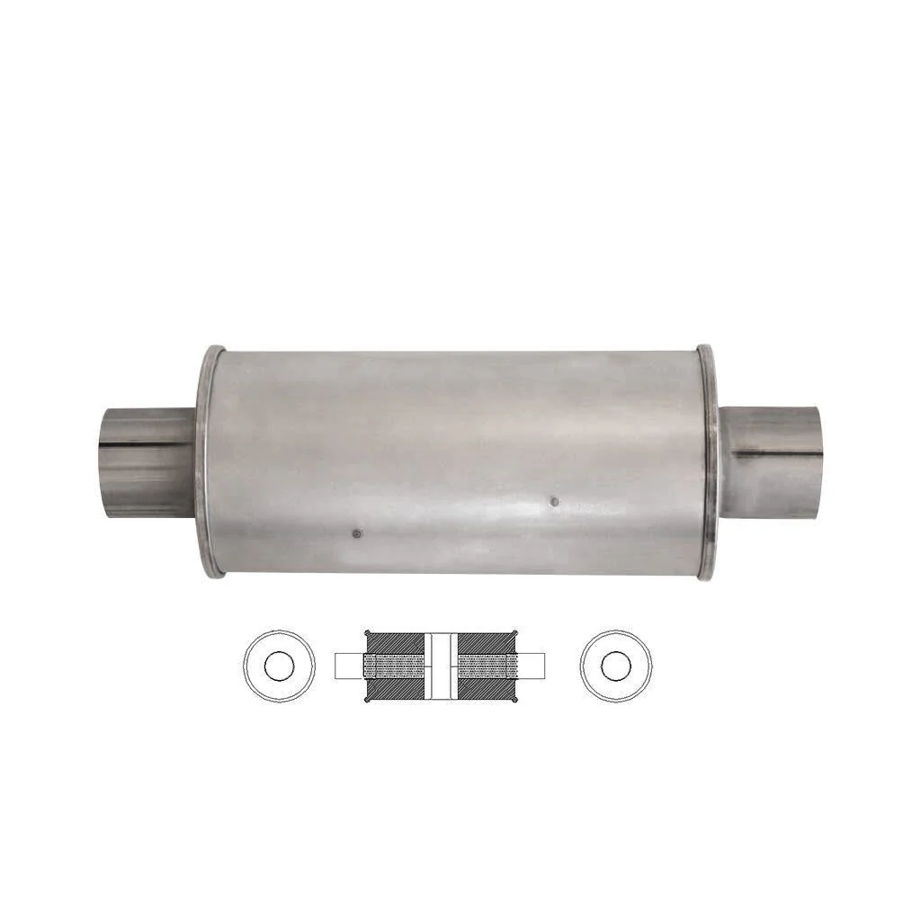 MSA Universal Muffler - 3" Inch 5" Round X 12" Long Glass Packed Chambered