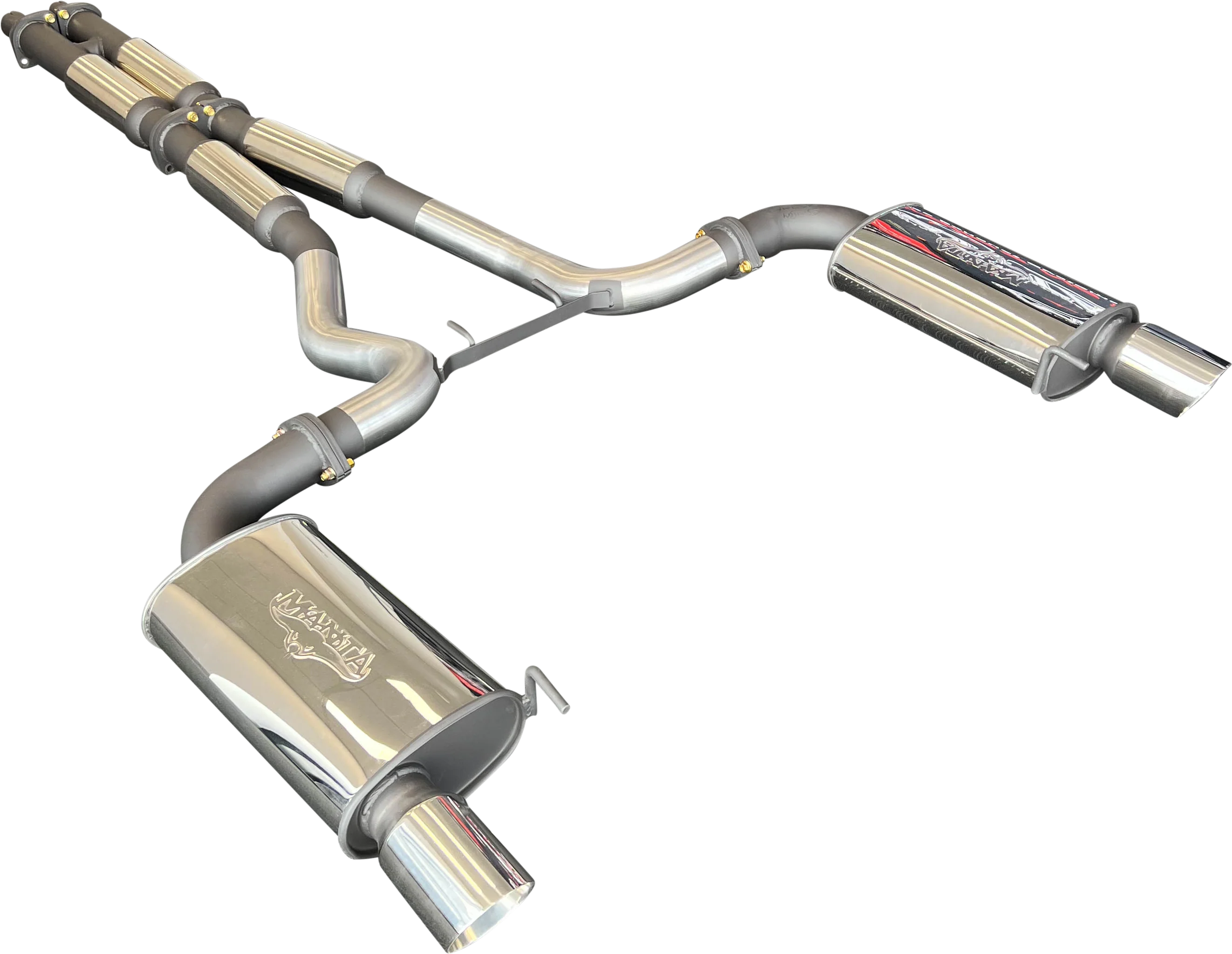 Manta | Twin 3″ Cat Back Exhaust System with Hotdog Mufflers Twin Tips | Ford Mustang FM S550 5.0L V8 Coupe 2015–2017 - Image 4