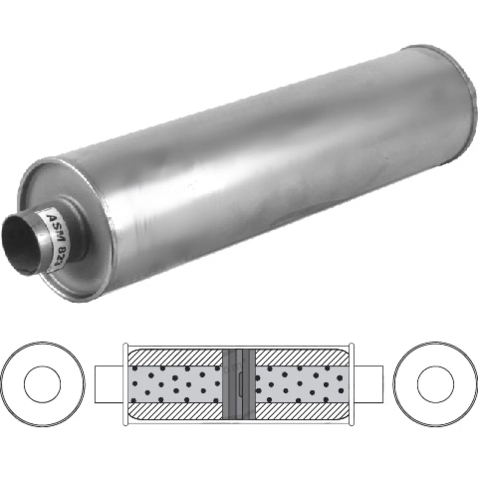 REDBACK | Open Chambered Baffled Truck Muffler 6" Round 24" Long 2.5" ID | TR624250GPB
