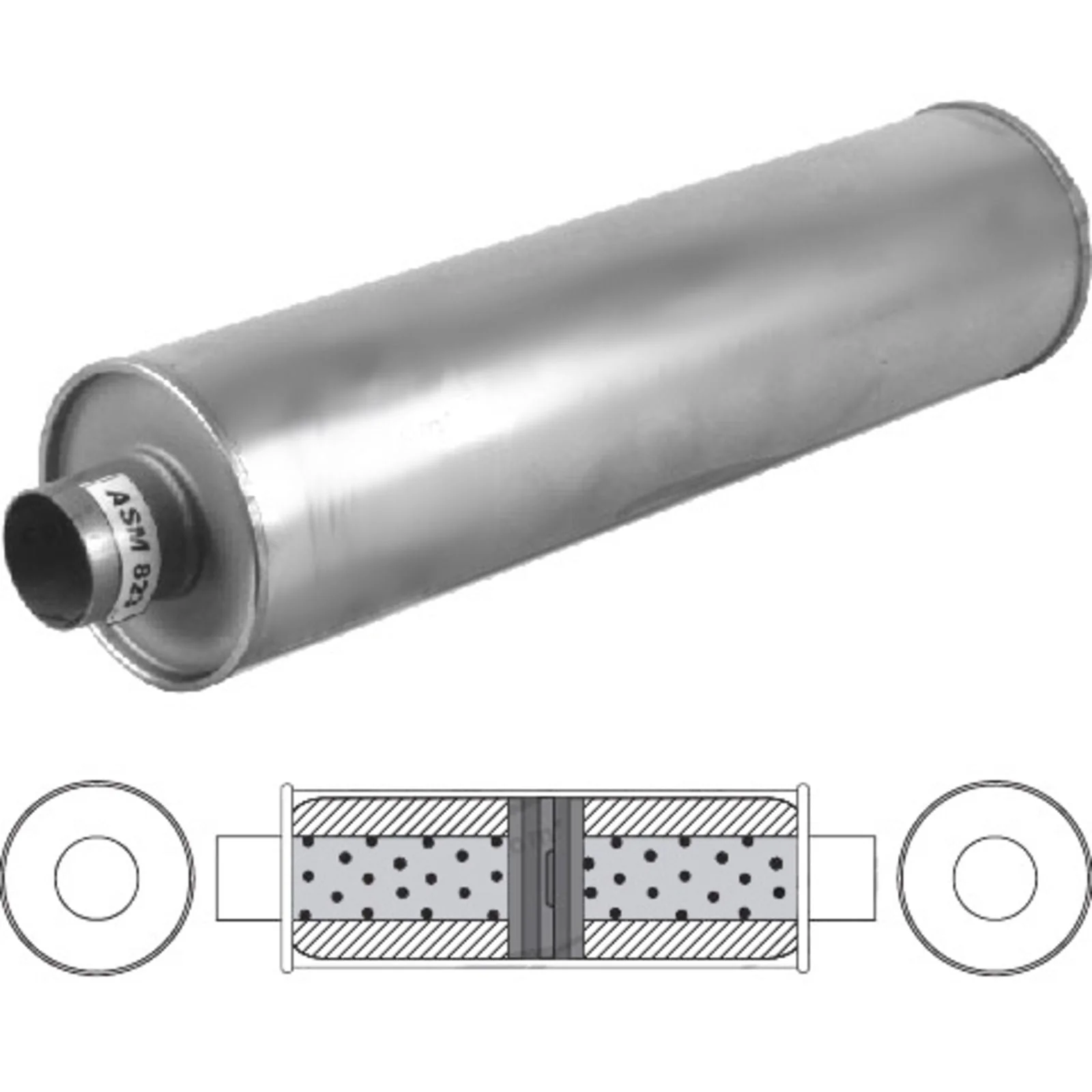 REDBACK | Baffled Glass Packed Truck Muffler 6" Round 24" Long 2" ID | TR624200GPB