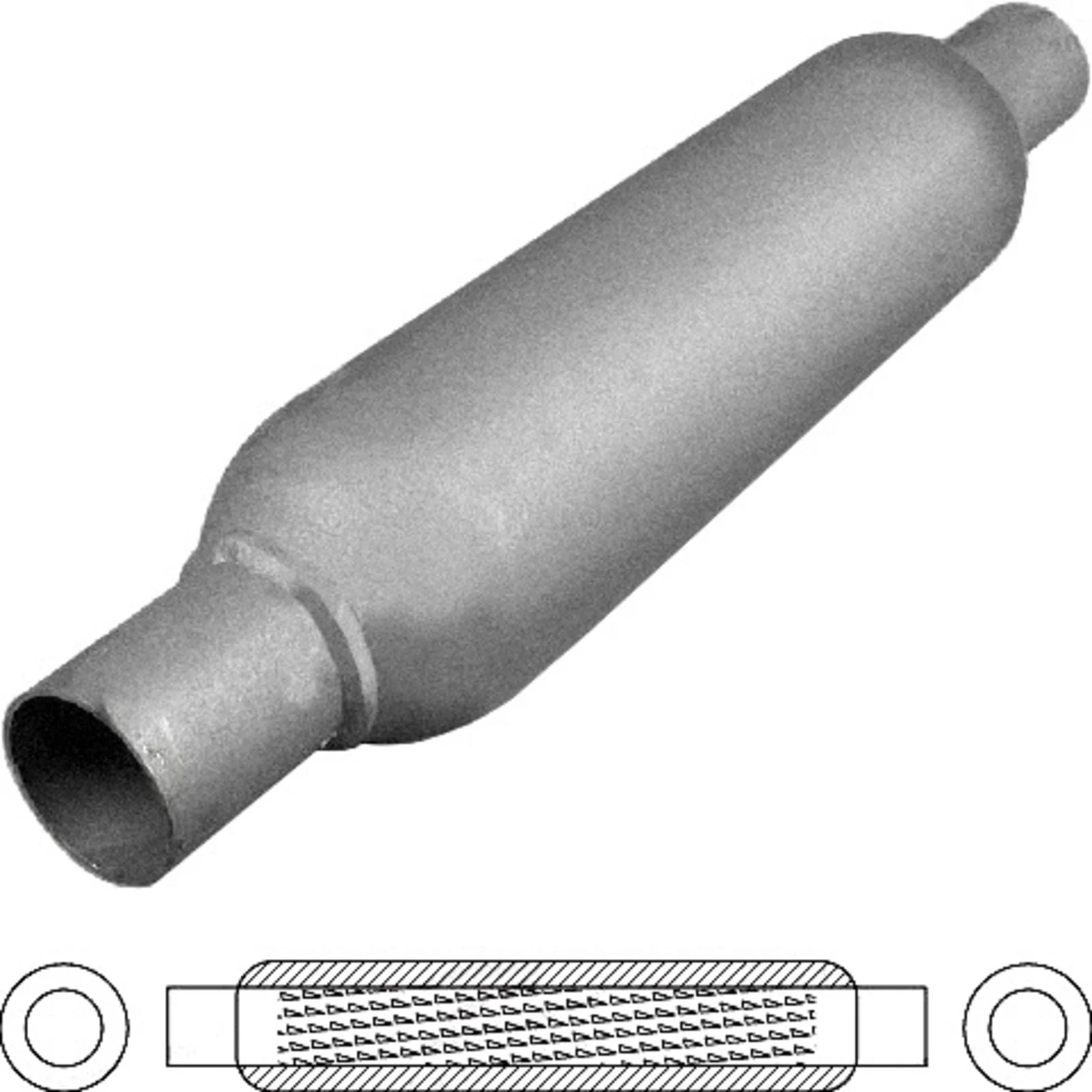 REDBACK | Megaflow Hotdog Resonator Muffler 3.5" Round 12" Long 2" ID | HD12200