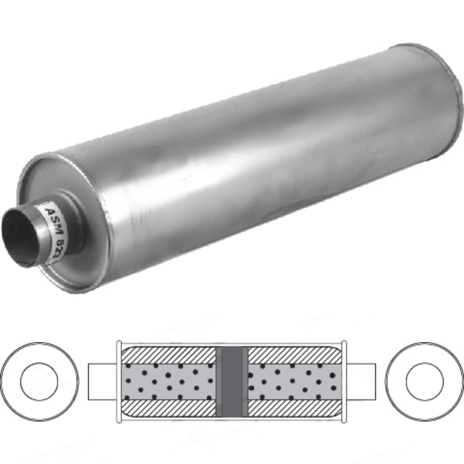 REDBACK | Chambered Glass Packed Truck Muffler 6" Round 24" Long 2" ID | TR624200GP