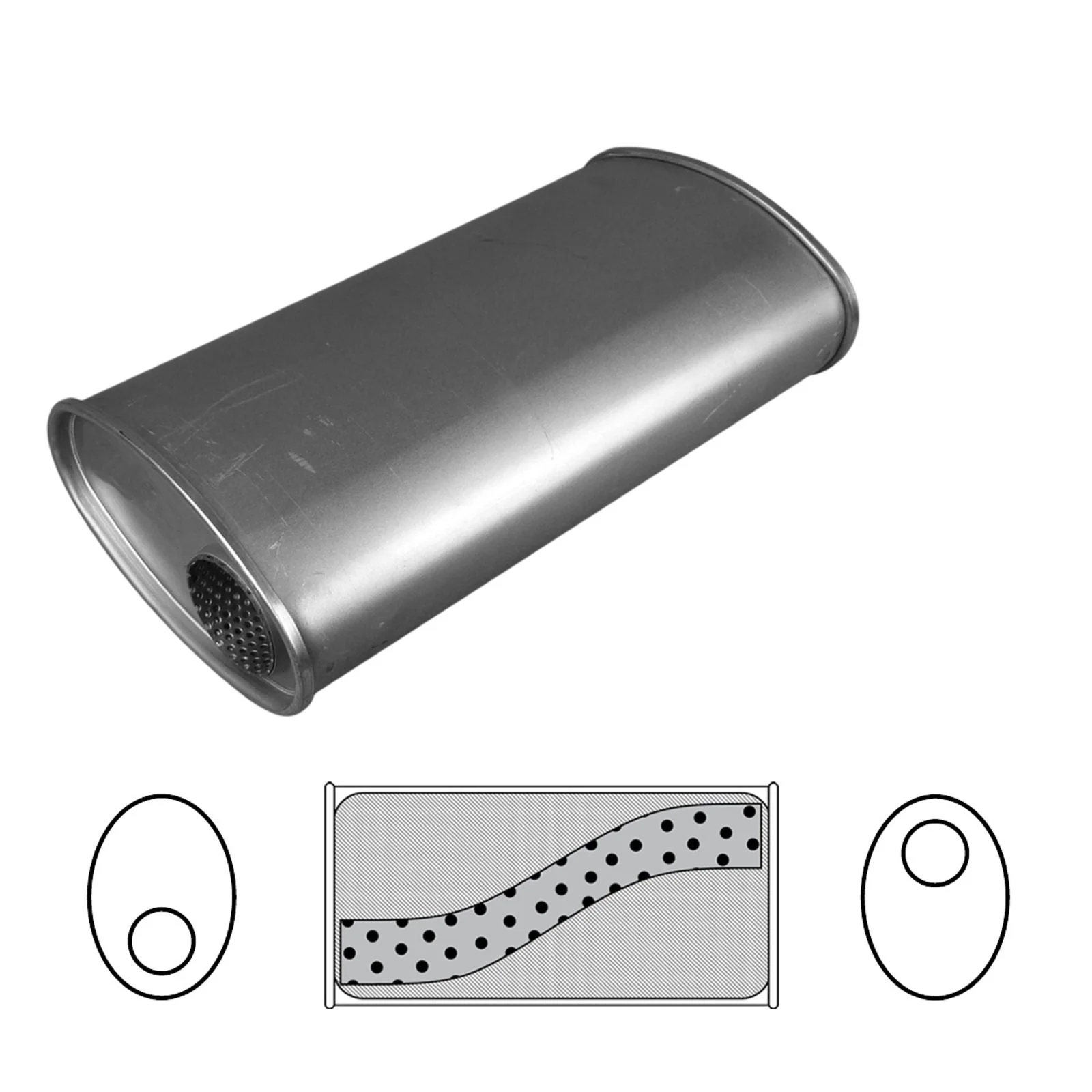 REDBACK | Mega Power Megaflow Sports Muffler 8"x4" Oval 16" Long 2" ID Offset/Offset | STR7780