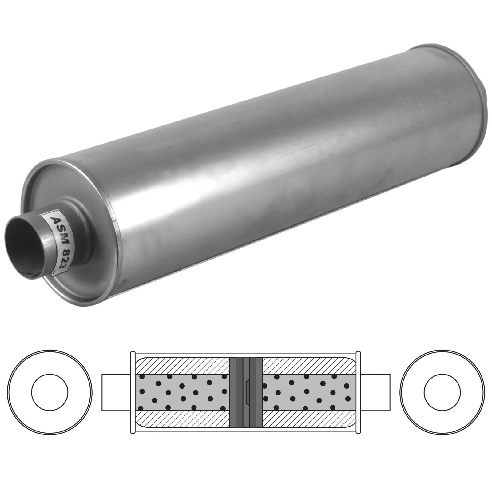 REDBACK | 4" ID Heavy Duty Baffled Truck Muffler 9" Round 44" Long Domed End | TR944400GPB