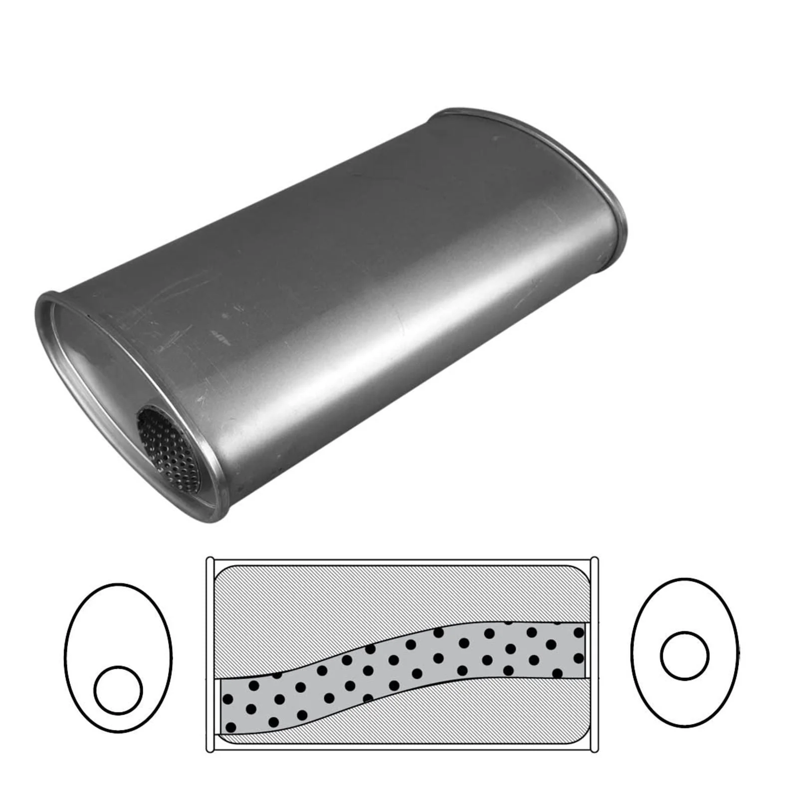 Redback - 4" Megaflow Muffler O/C 14"x9"x5" Oval Aluminised Steel