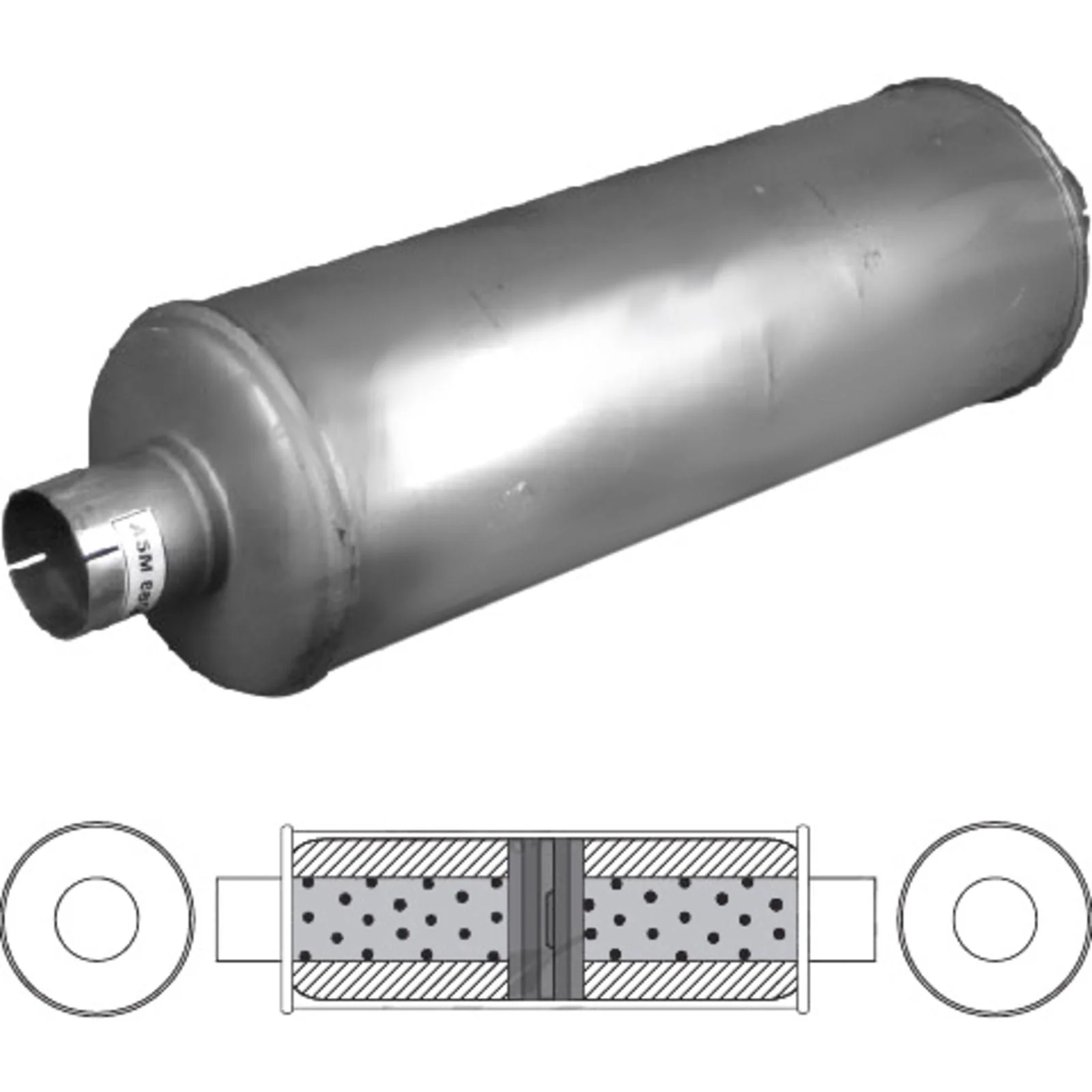 REDBACK | 4" ID Heavy Duty Baffled Truck Muffler 8" Round 24" Long Domed End | TR824400GPB