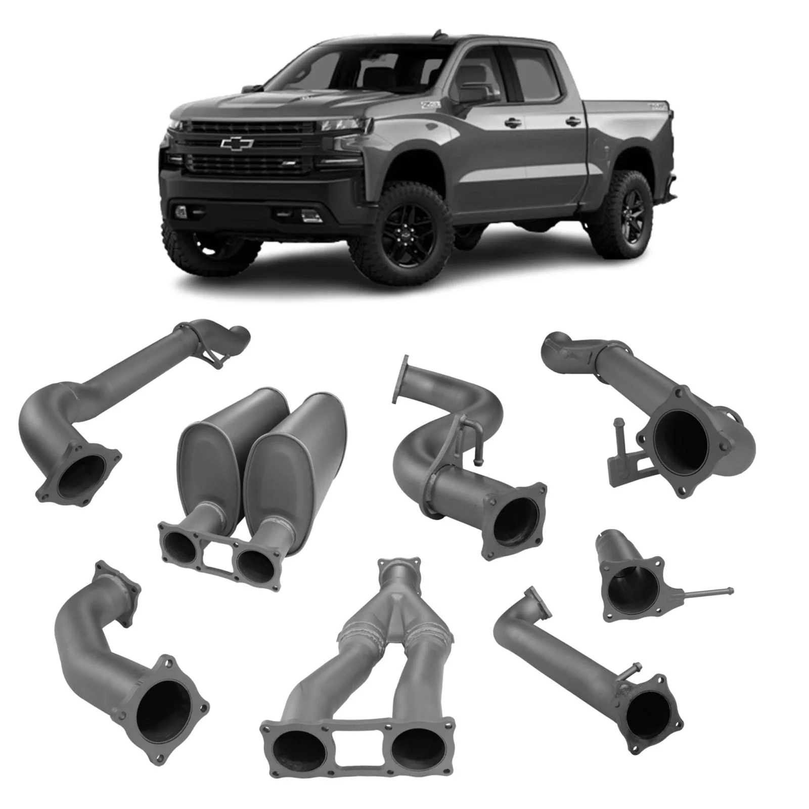 REDBACK EXTREME DUTY | 4" to Twin 3" Cat Back Exhaust | Chevy Silverado 1500 6.2L | CSX80300-PR