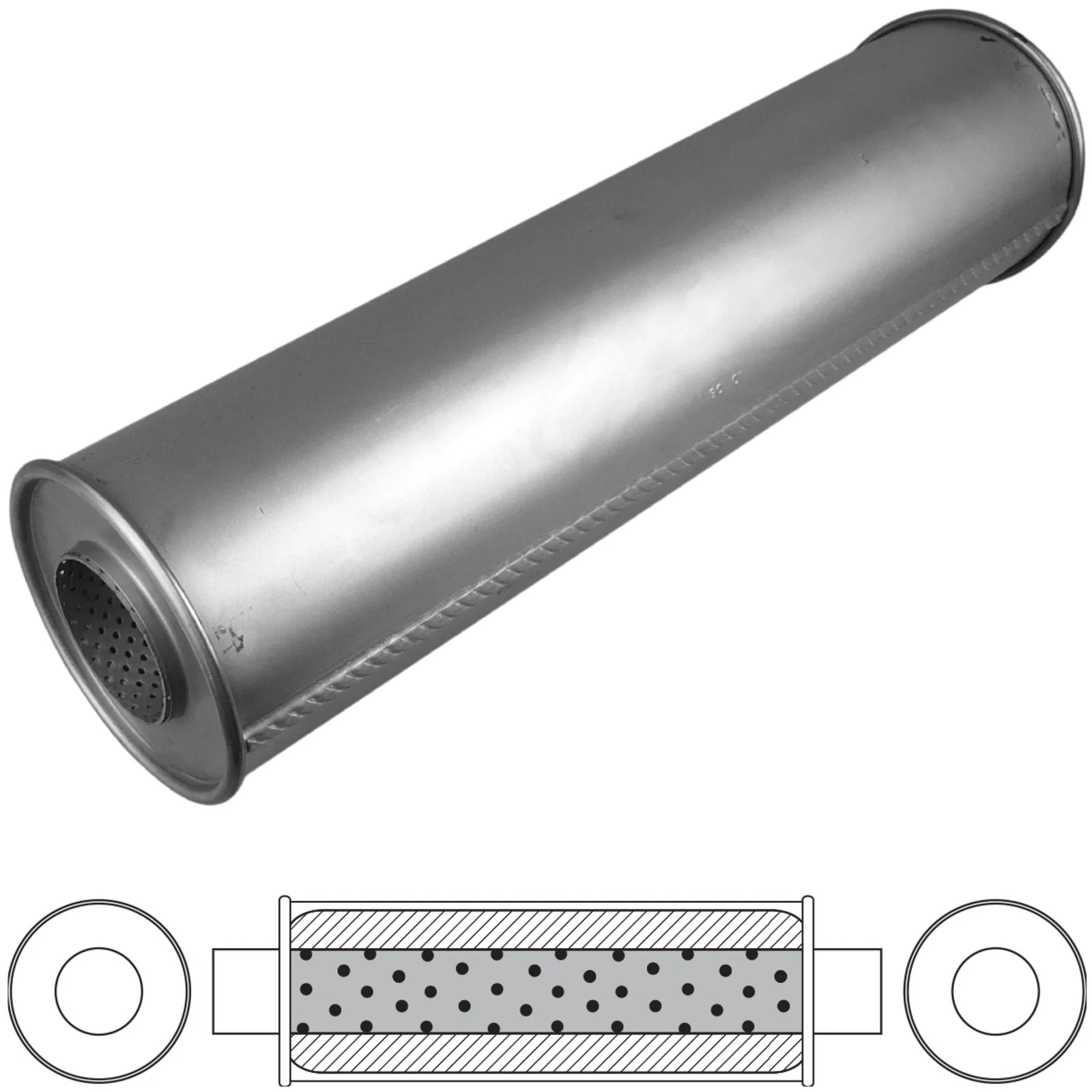 REDBACK | 5" to 7" ID Heavy Duty Truck Muffler 10" Round 44" Long Domed End | TR1044500700GP