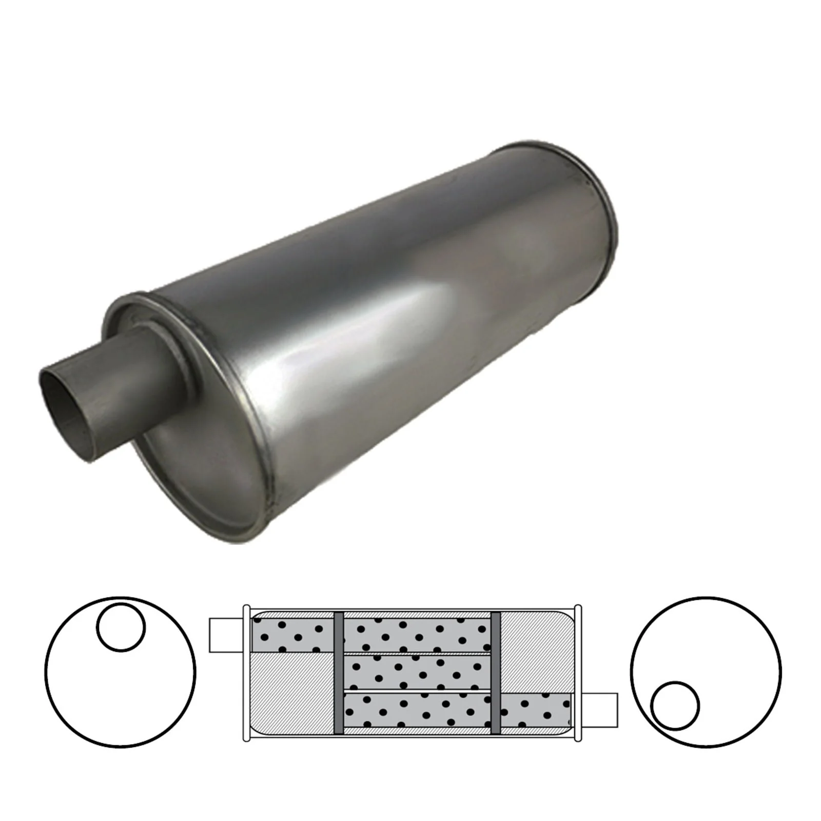 Redback - 1.5" Universal Muffler Offset/Offset 12"x6" Round Mild Steel