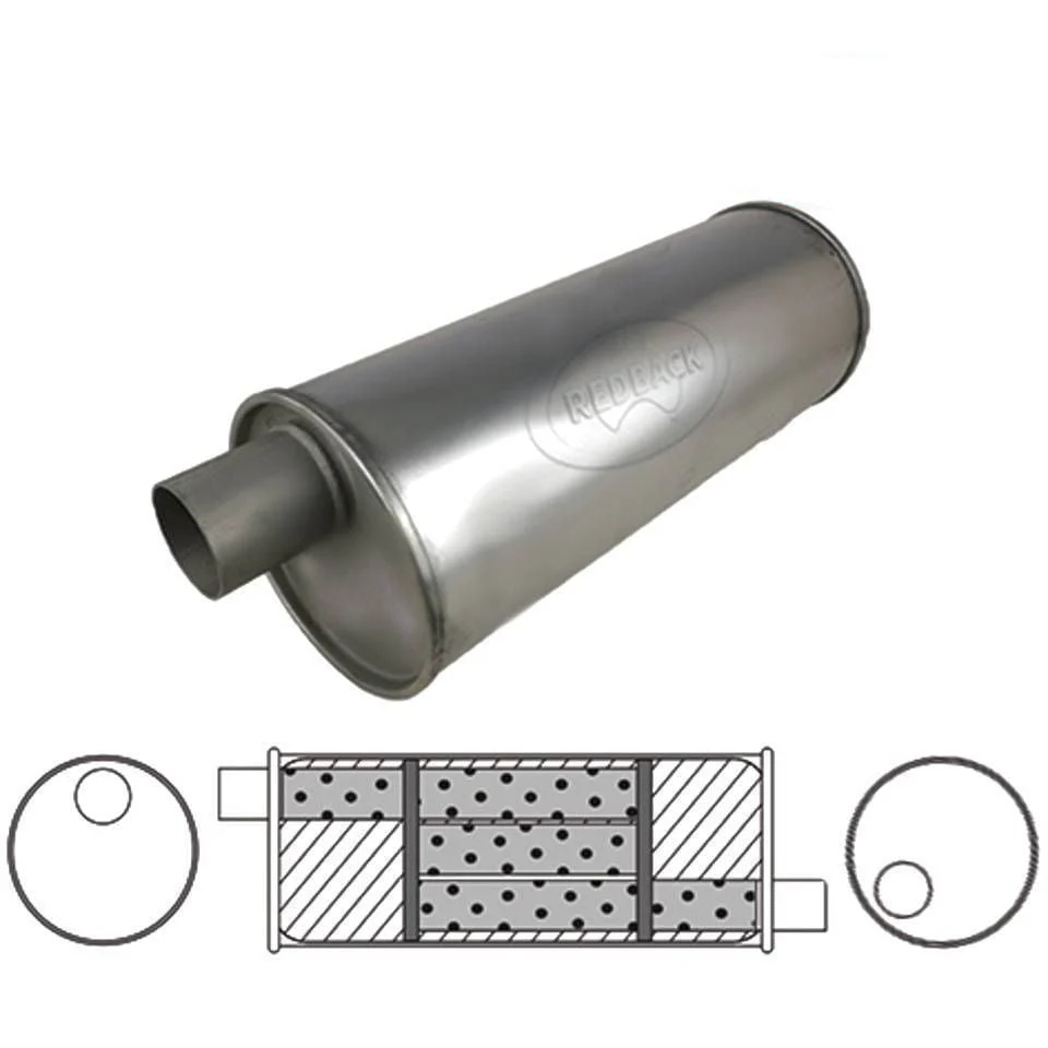 Redback - 1.75" Universal Muffler Offset/Centre 16"x6" Round Aluminised