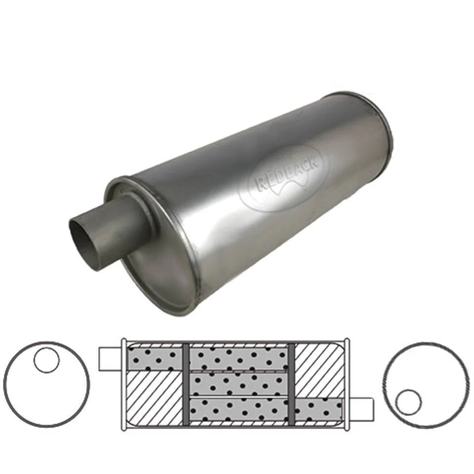 Redback - 1.75" Universal Muffler Offset/Offset 18"x6" Round Aluminised