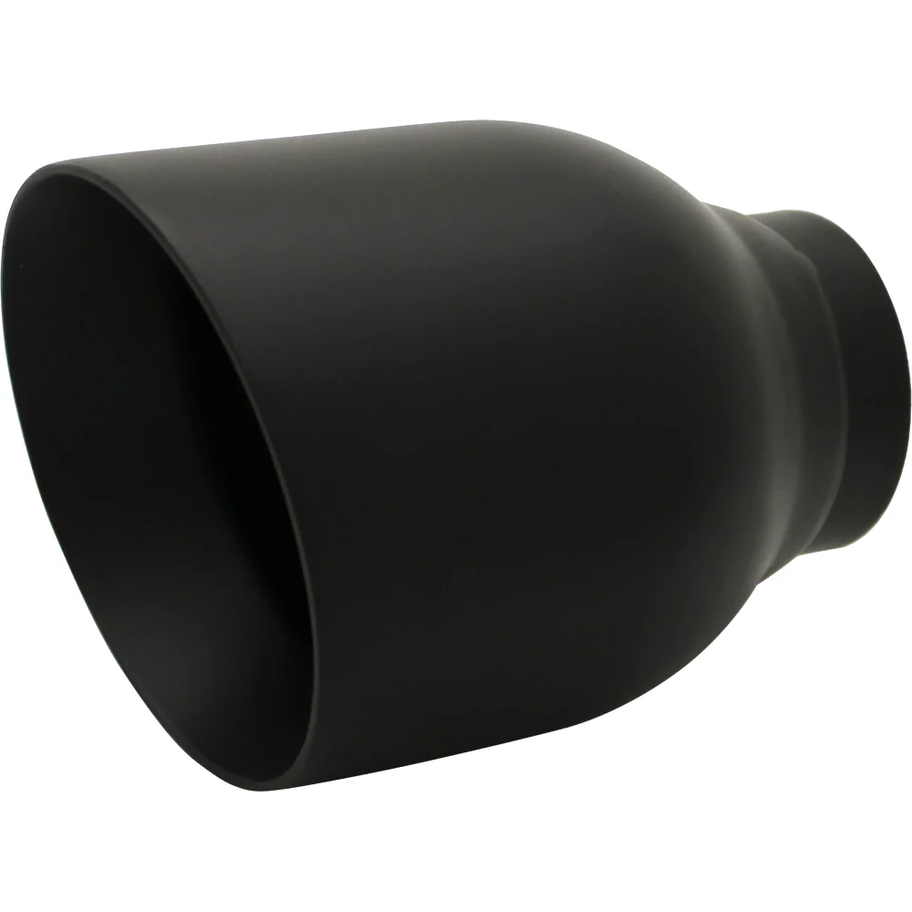 Exhaust Tip - 3" Inch (In) 4" Inch Out 130mm Long (Matte Black - Angle Cut)