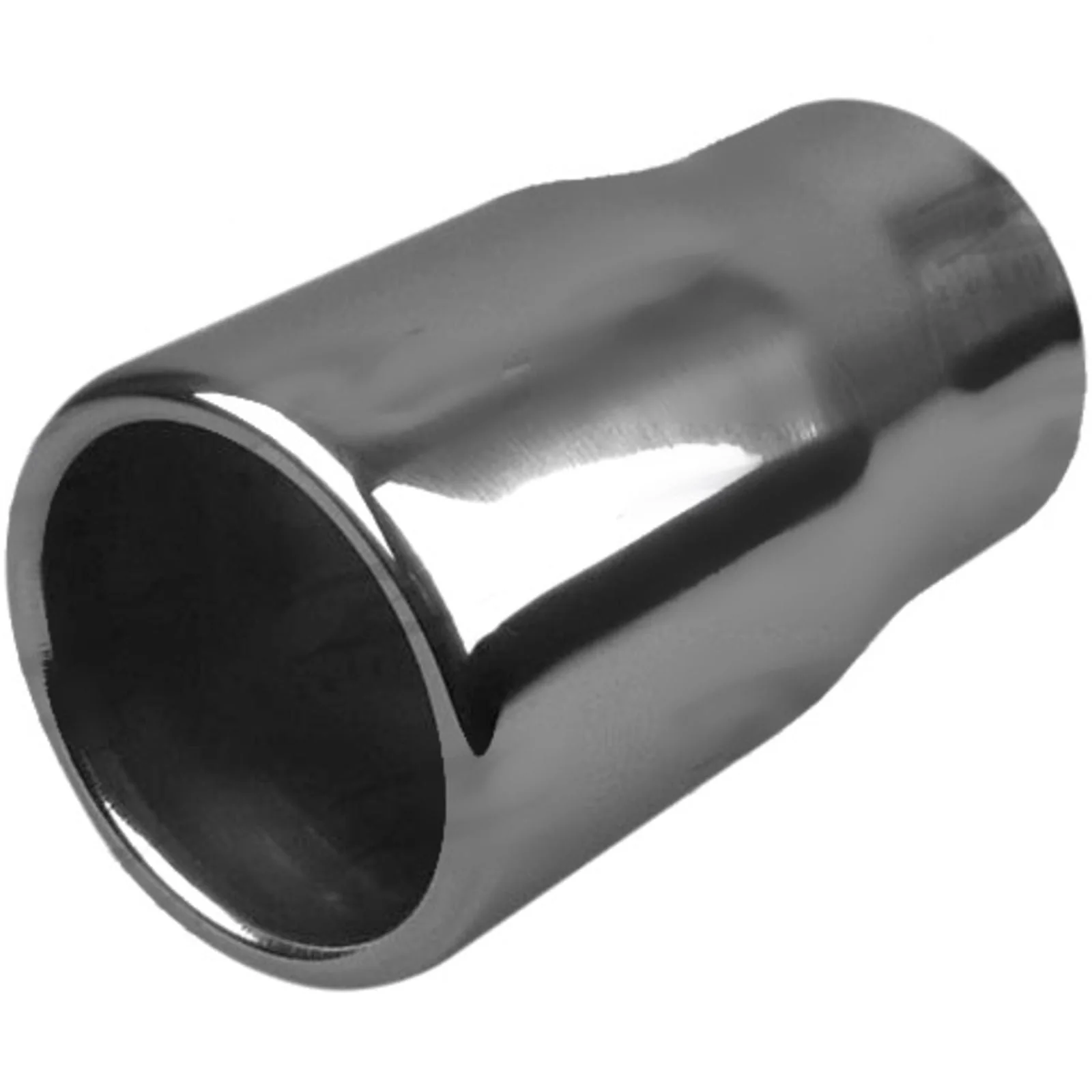 Exhaust Tip - 2 1/2" Inch (In) 3 1/2" Inch (Out) 125mm Long (Straight Cut - Rolled Edge - Stainless Steel)