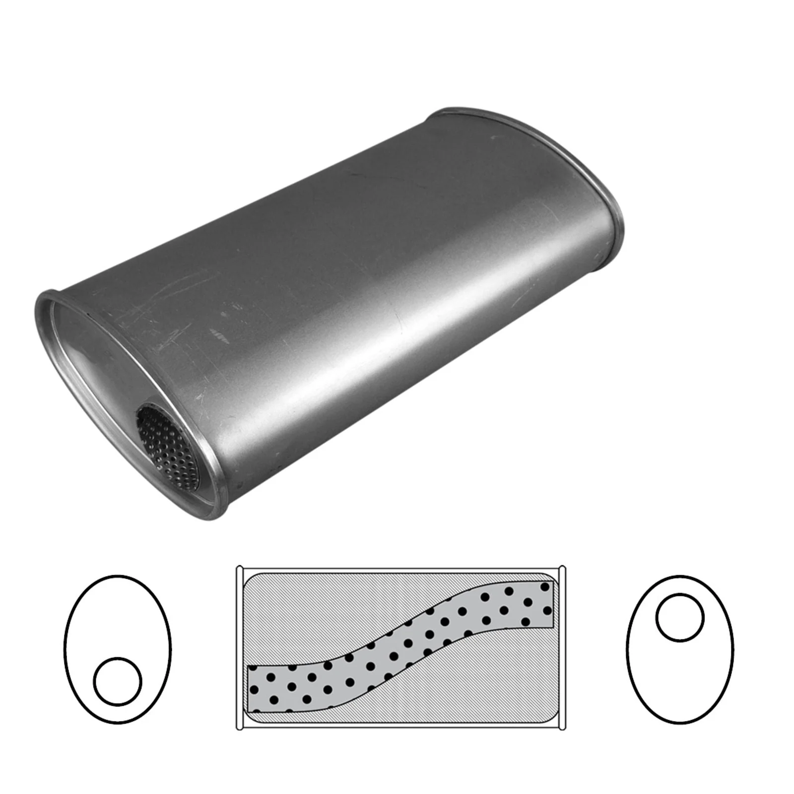 Redback - 2.25" Universal Muffler Offset/Offset 355x203x101mm Oval Aluminised