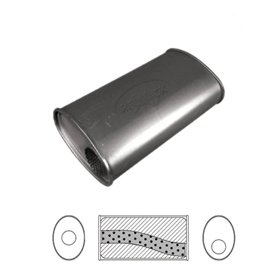 Redback - 2" Megaflow Muffler O/C 16"x8"x4" Oval 409 Stainless Steel (No Spigots)